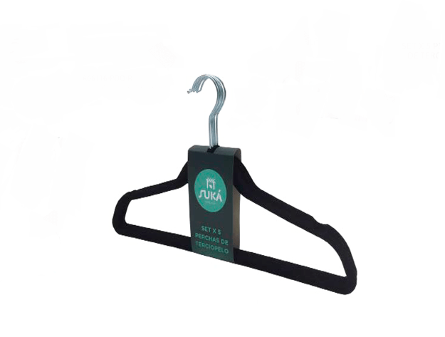 Perchas Slim Terciopelo Antideslizante Ultradelgadas X 5 Suká