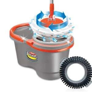 Iberia Pronto® Turbo Matic Balde Centrífugo con Mopa de Pelo Largo + Cepillo Accesorio de Regalo